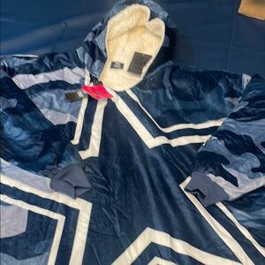 Blue and White Hooded Soft Jacket JP-155